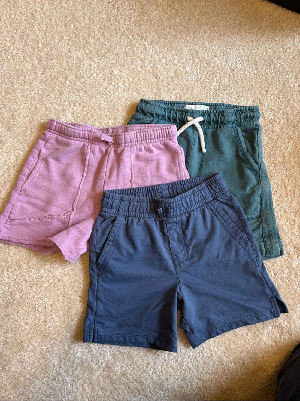 Zara Kids Pull-On Shorts Duo in Mauve, Blue, unisex